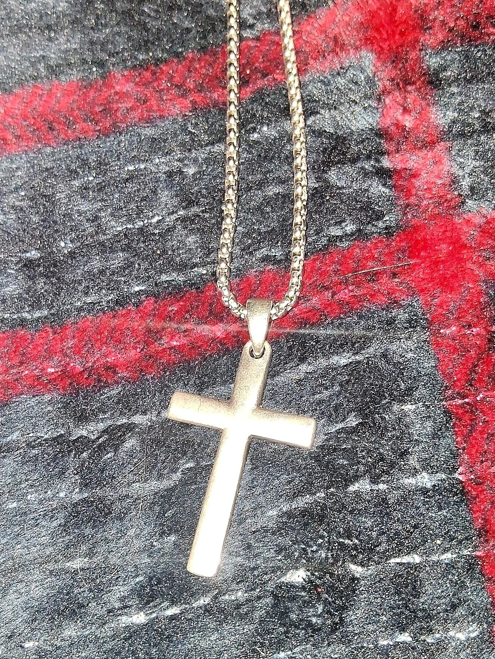 Silver 925 Cross Pendant Necklace With Stainless Chain